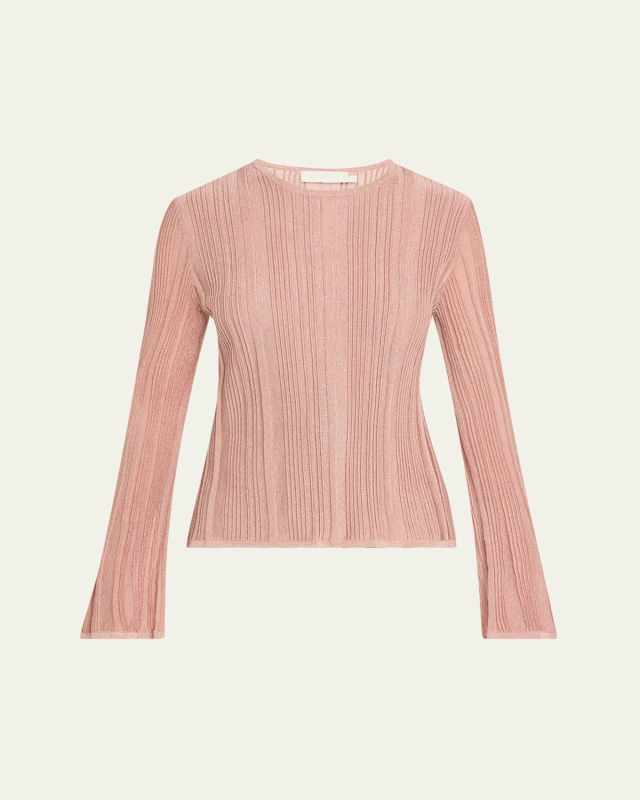 Lucky Long-Sleeve Metallic Top